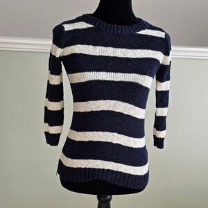 Old Navy • Blue & Cream Striped Knit Pullover Sweater Sz Extra Small ( XS )